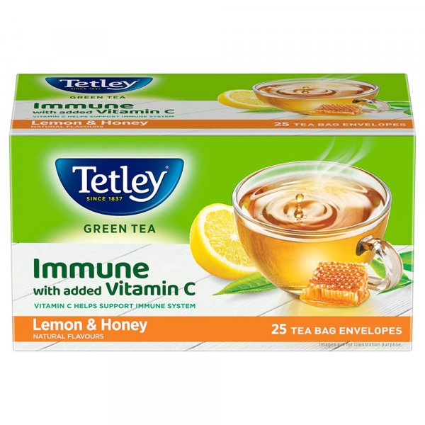 Tetley Green Tea Bags - Lemon & Honey - 25 Tea Bags