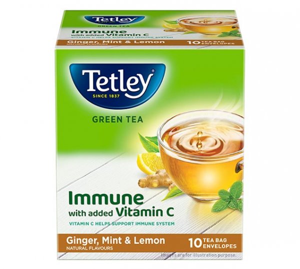 Tetley Green Tea Bags - Ginger, Mint & Lemon - 10 Tea Bags
