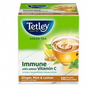Tetley Green Tea Bags - Ginger, Mint &amp; Lemon - 10 Tea Bags