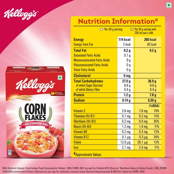 Kelloggs Corn Flakes Real Strawberry Puree - 300 Gms