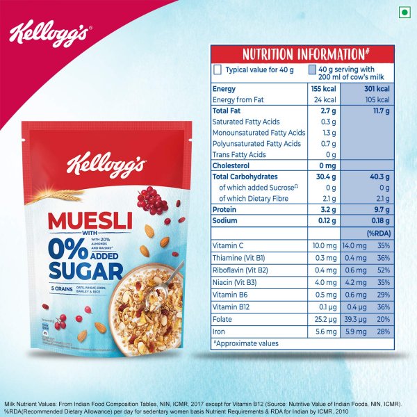 Kelloggs Muesli  0% Sugar - 500 Gms